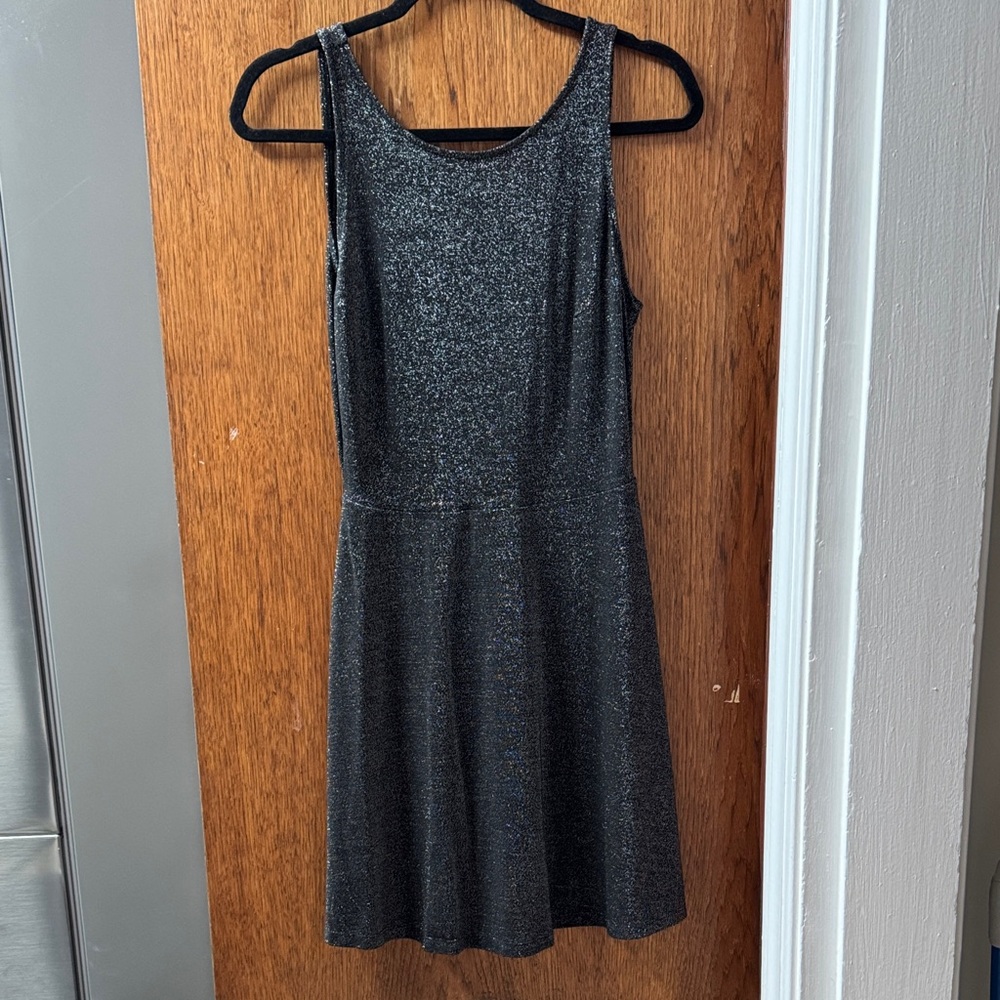 Divided Glittery Black Mini Dress
